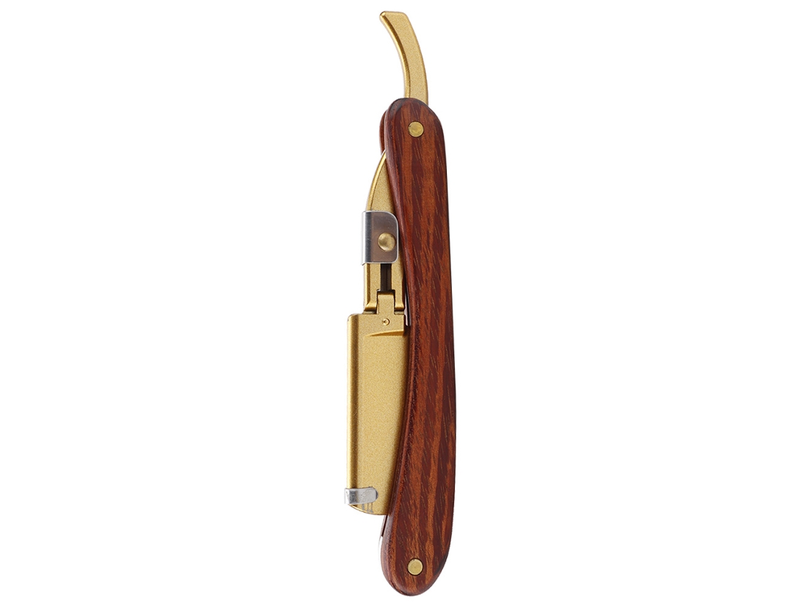 Navaja Clásica De Barbear Manual Com Cabo De Madeira Plegável Para Barbearia Cuchillo De Afeitar Marrom