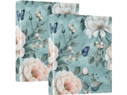 Spring Roses Pasta de Três Argolas Retrô 1 2 Polegada Com Sacos Internos, Pacote Com 1 2 Pastas Escritório, 200 Folhas