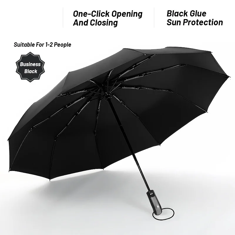 (preto, 10k) Guarda-chuva Dobrável Automático De 23 Polegadas, Guarda-chuva Grande De Duas Cabeças
