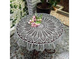 Lurelia Toalha De Mesa Redonda Algodão Crochê Branco Diâmetro 70cm Vintage Feito À Mão