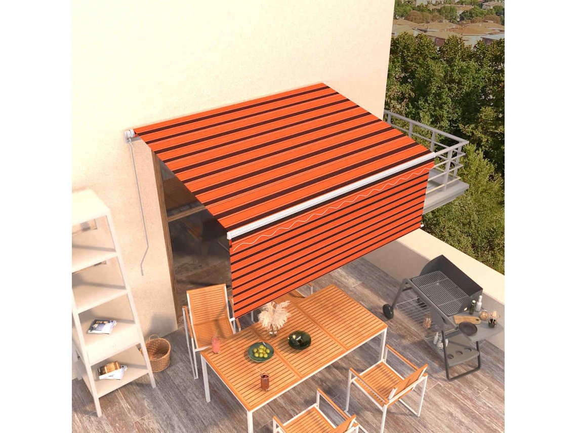 Vidaxl Toldo Retrátil Manual Com Estore 3,5x2,5 M Laranja/castanho