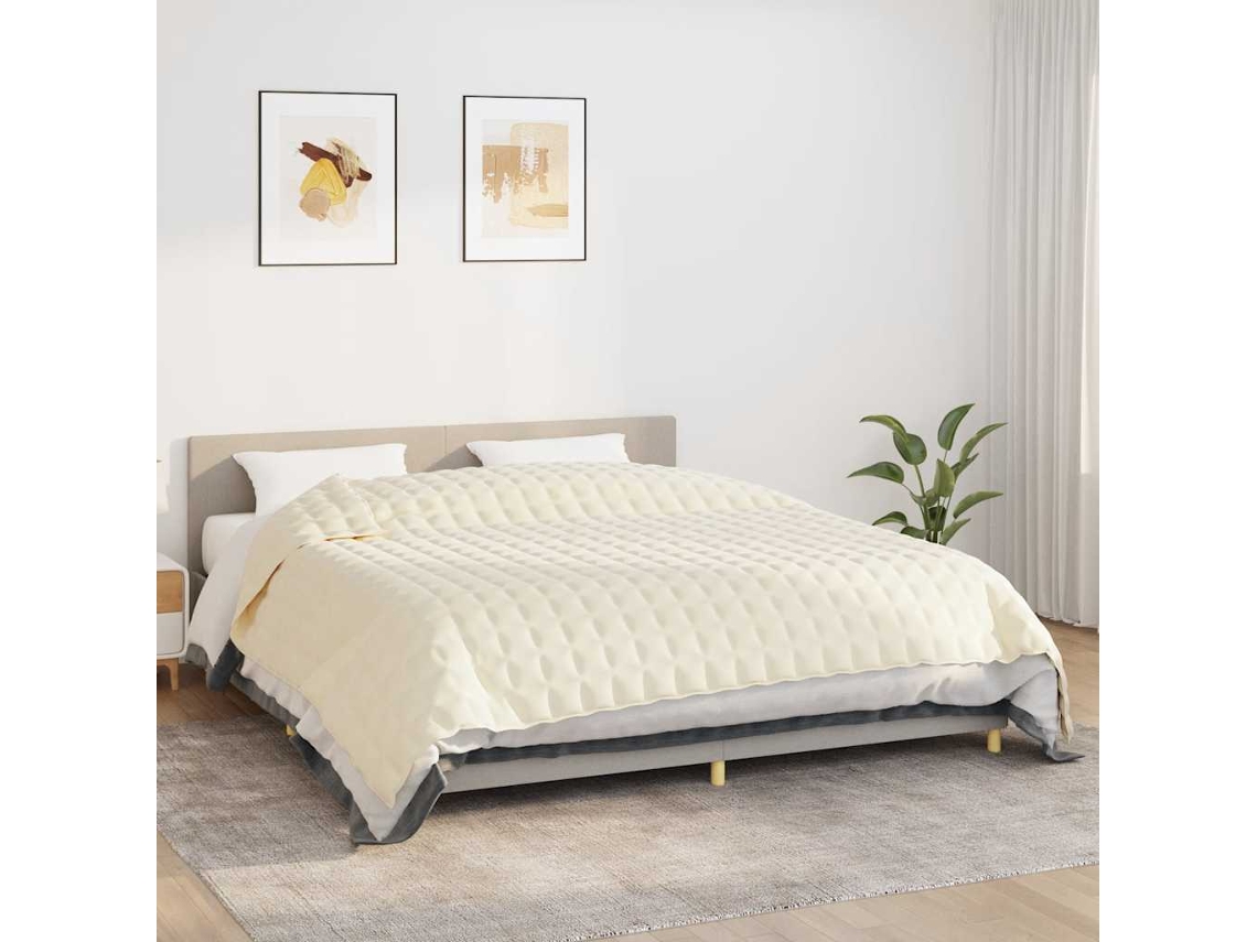 Vidaxl Manta Pesada 11 Kg 235x290 Cm Tecido Creme-claro
