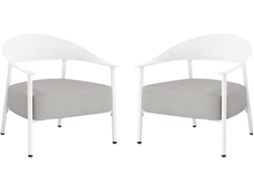 Conjunto De 2 Cadeirões De Jardim ''céora'' Em Plástico E Metal - Branco