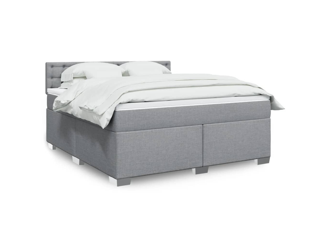 Vidaxl Cama Com Molas/colchão 180x200 Cm Tecido Cinzento-claro