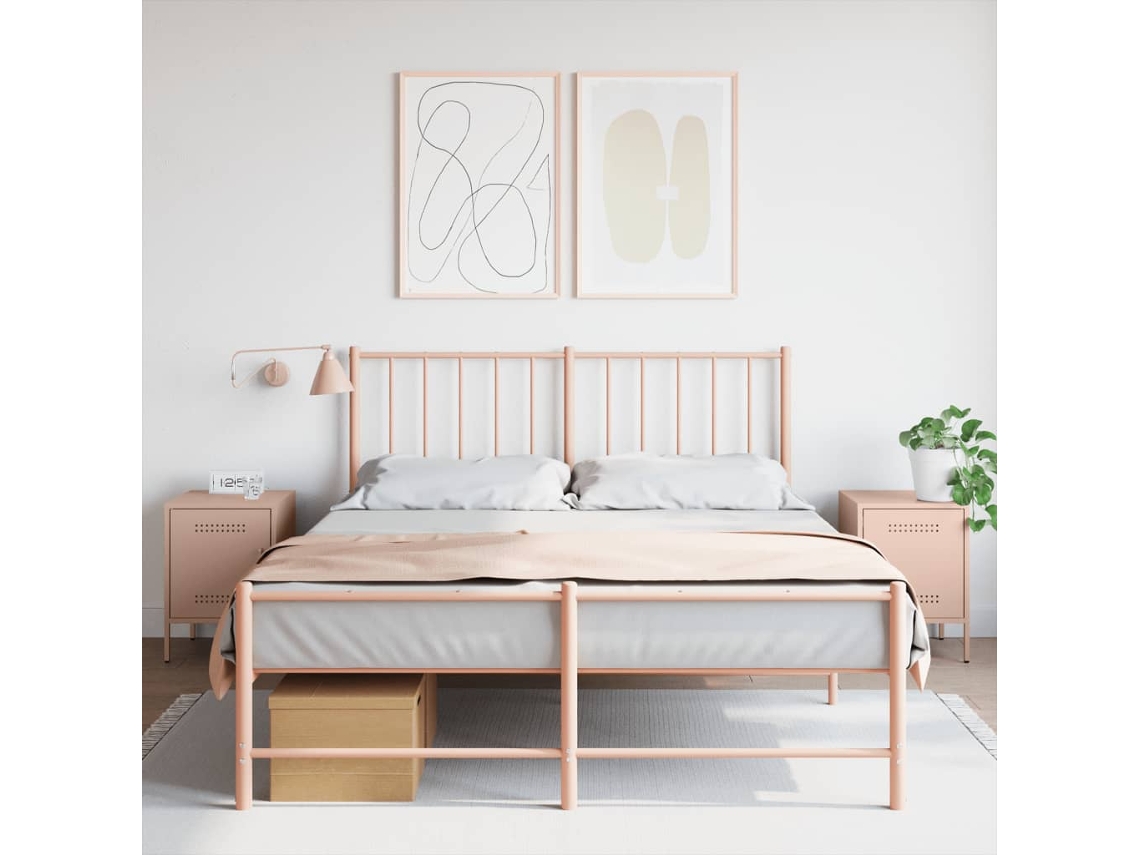 Vidaxl Mesas De Cabeceira 2 Pcs 36x39x50,5 Cm Aço Rosa