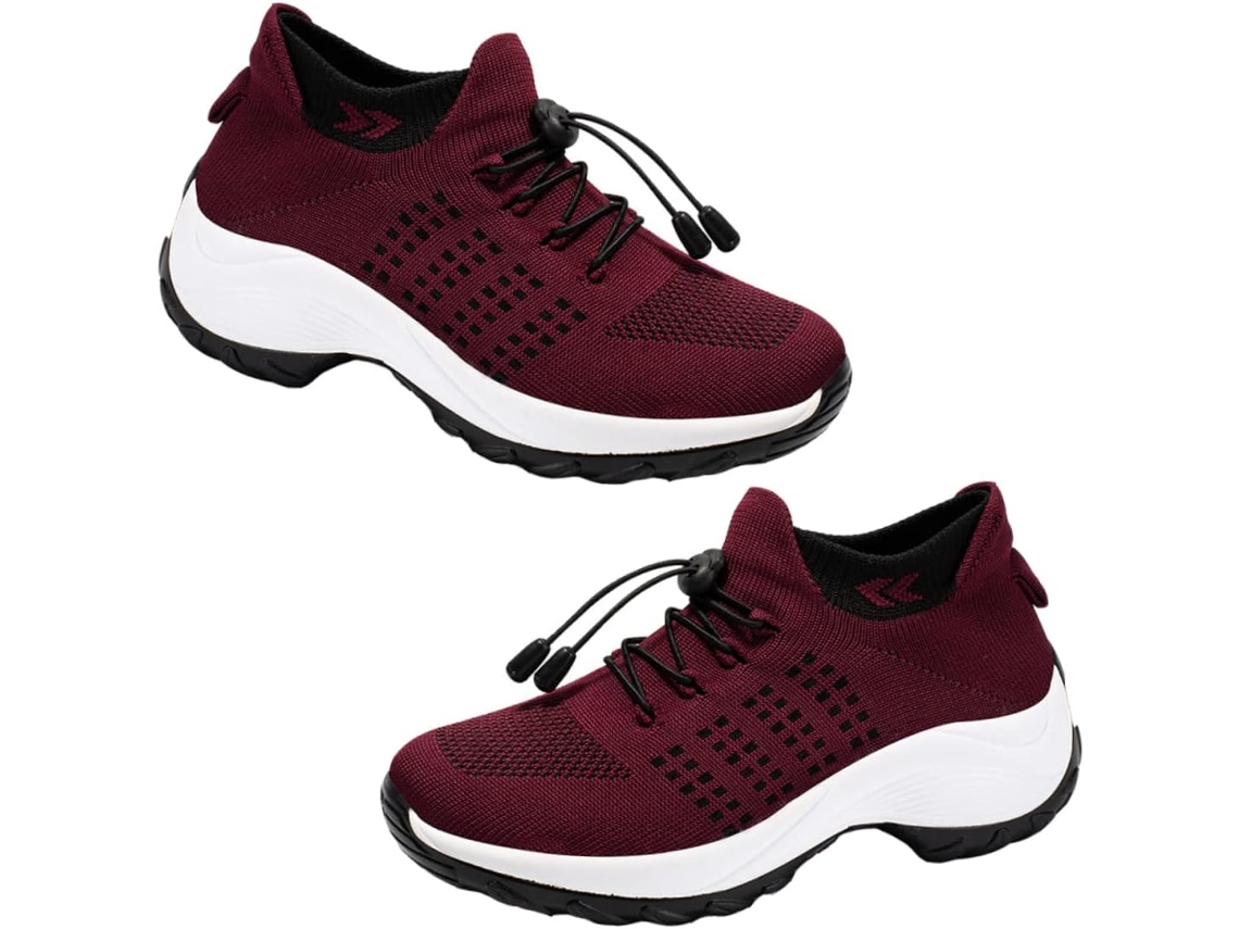 Tênis Feminino De Malha Com Detalhes Franzidos, Meias, Calçado Antiderrapante, Tênis De Basquete Feminino
