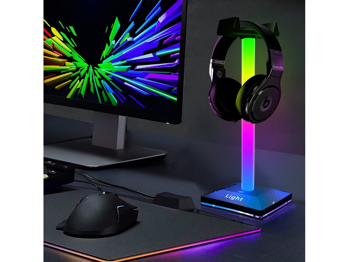 2026 suporte para Fones de Ouvido com Luz Rgb, Botão Táctil, Luz Multicolor, Lâmpada de Ambiente para Mesa de Jogo