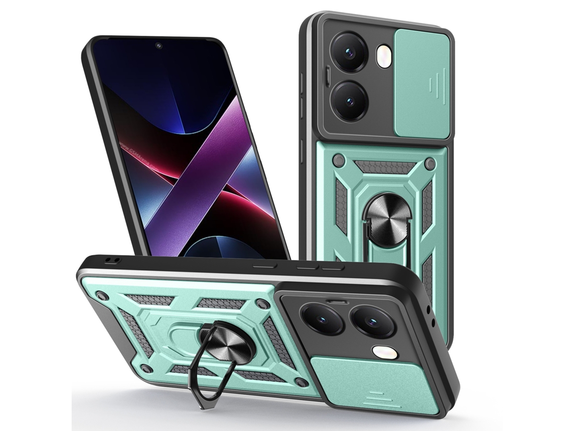Capa Para Xiaomi Poco X7 , Com Proteção Deslizante Para A Lente Da Câmara Verde Panoona