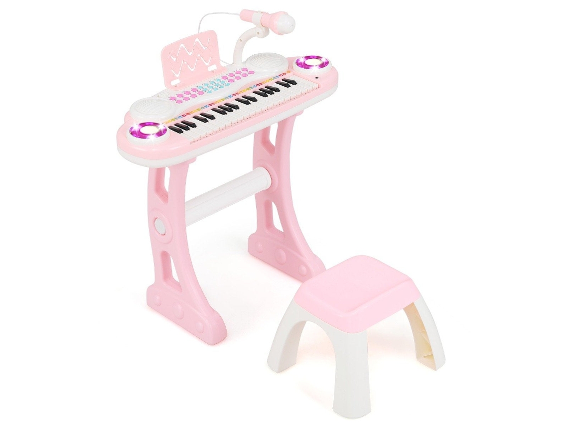 Teclado Infantil De Piano Com 37 Teclas, Luzes, Gravação E Microfone