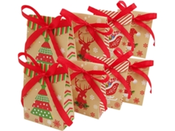 Conjunto De 24 Sacolas De Papel Para O Natal, Ideais Para Festas, Doces E Decoração Natalina. Versát Gokoco