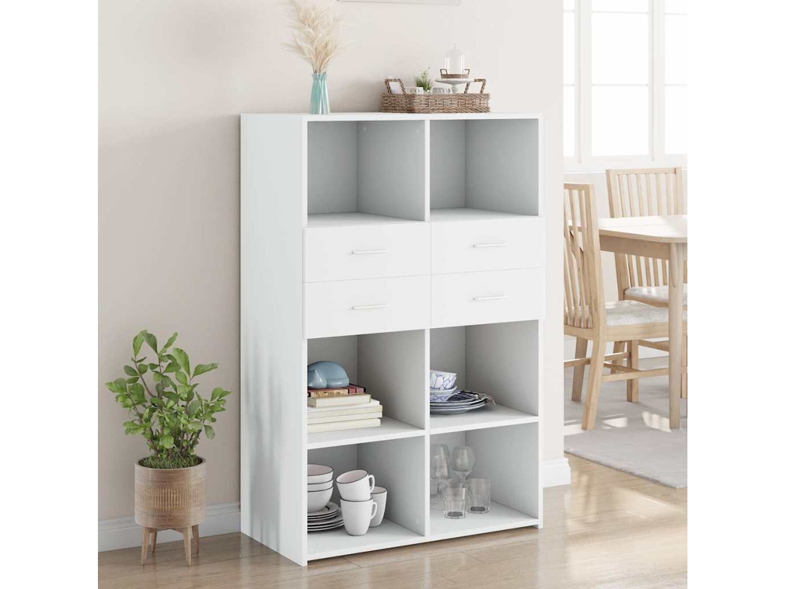 Vidaxl Armário Alto 80x42,5x124 Cm Derivados De Madeira Branco