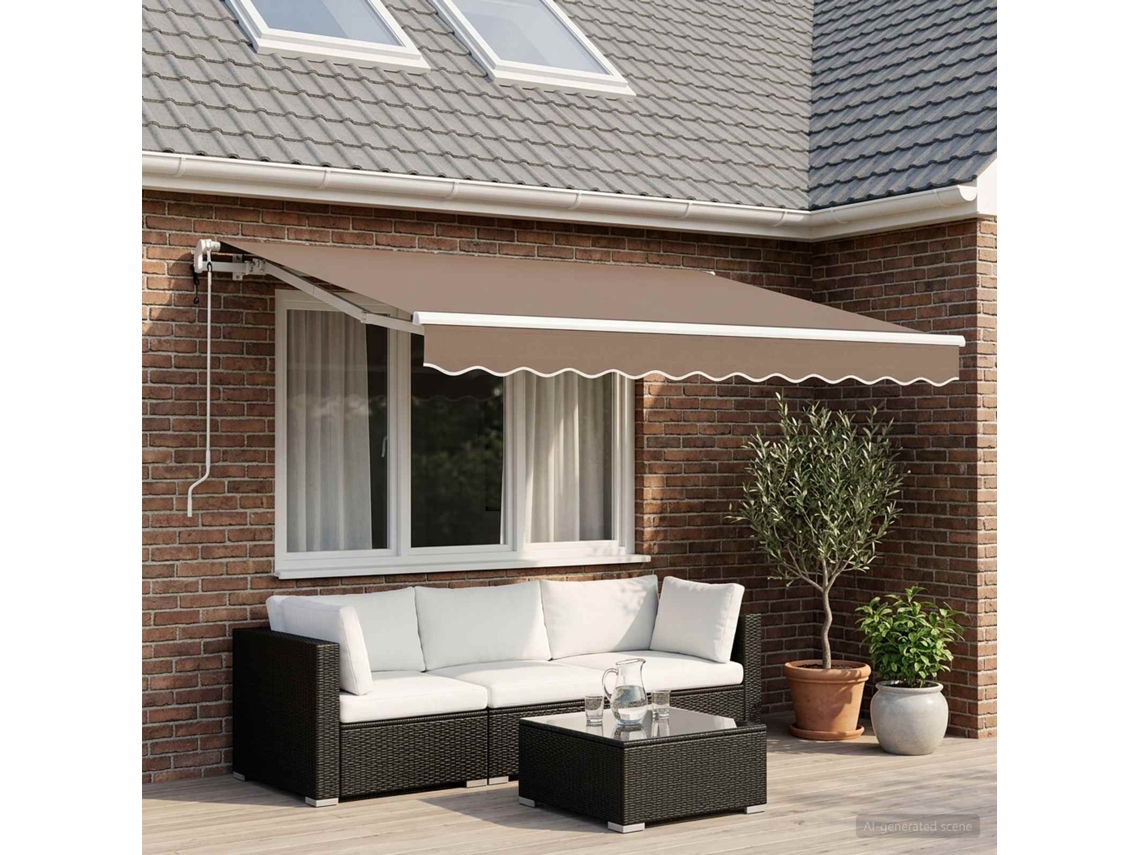 Vidaxl Toldo Retrátil Cinzento-acastanhado 600 × 300 Cm Poliéster