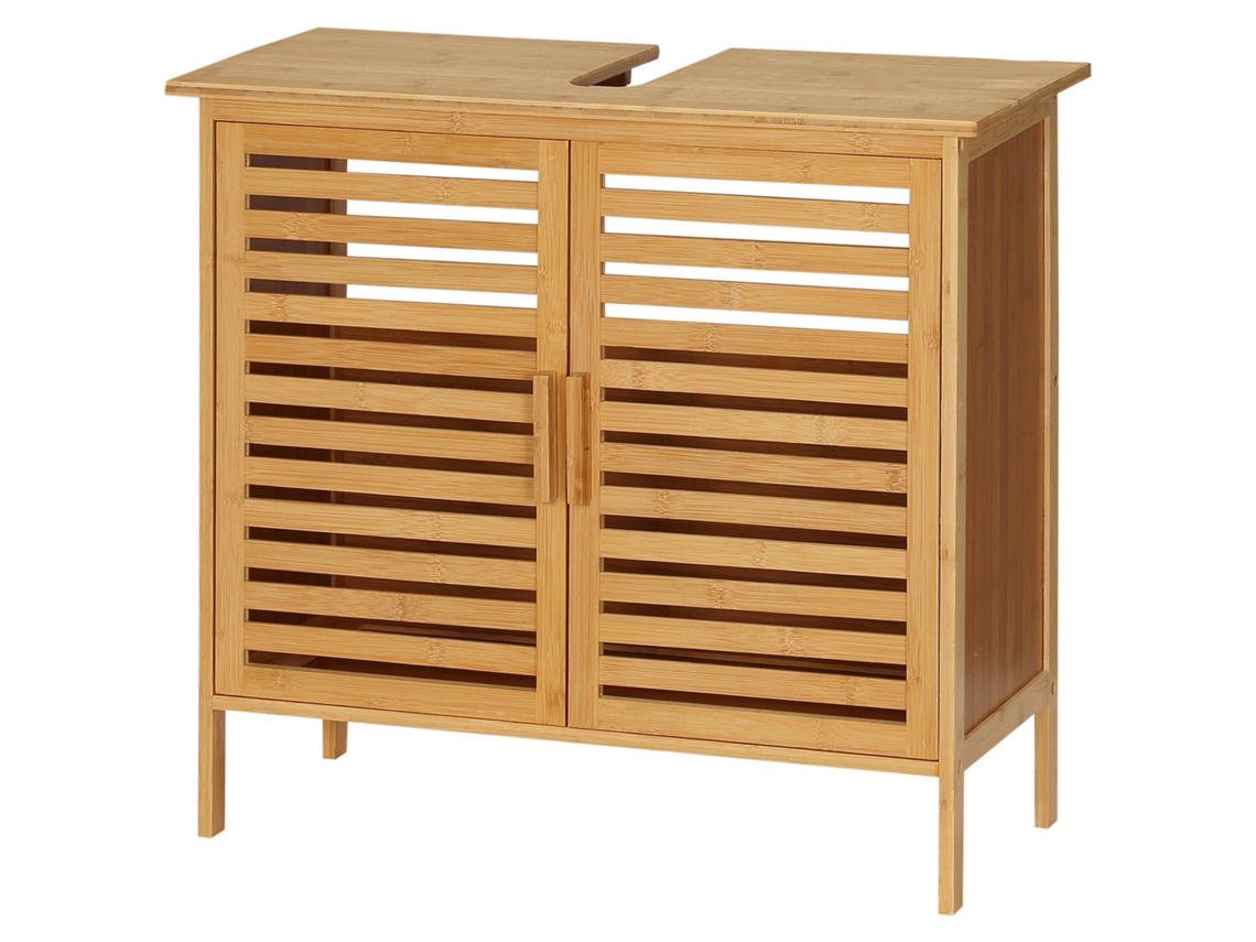 Unidade Banheiro Bambu 66x29x61,5cm Com 2 Portas, Móvel Funcional