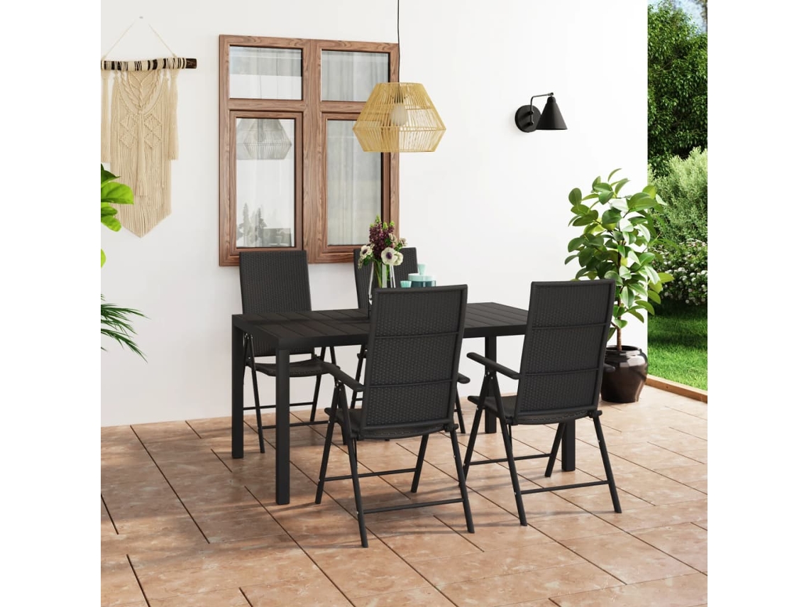 Pcs Conjunto De Jantar Para Jardim Preto Dkd Home Decor