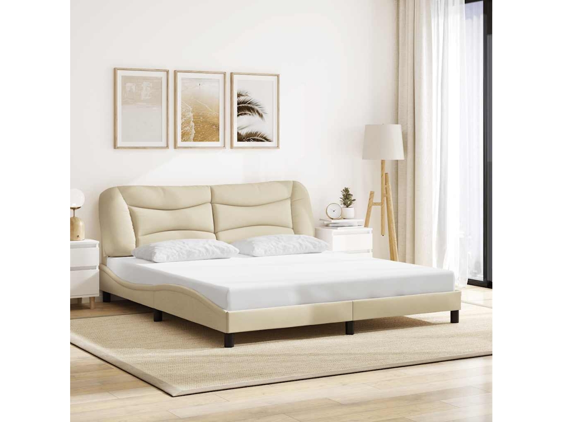 Vidaxl Estrutura De Cama Sem Colchão Hvar 180x200 Cm Tecido Cor Creme