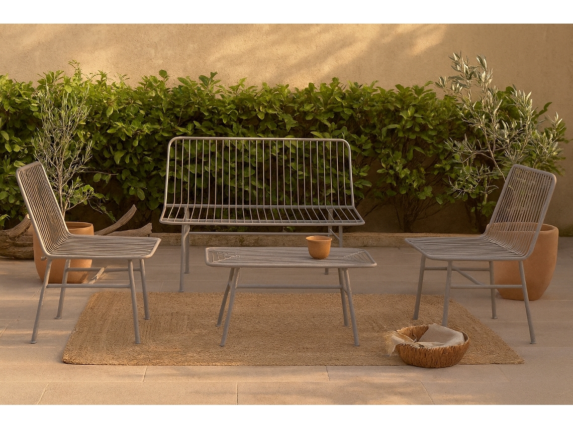 Conjunto ITEM Mesa e 3 Cadeiras (Metal - 115 x 53 x 83 cm - Branco)