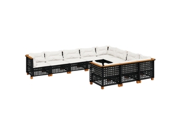 Maison Exclusive - 10 Pcs Conjunto Sofás De Jardim C/ Almofadões Vime Pe Preto