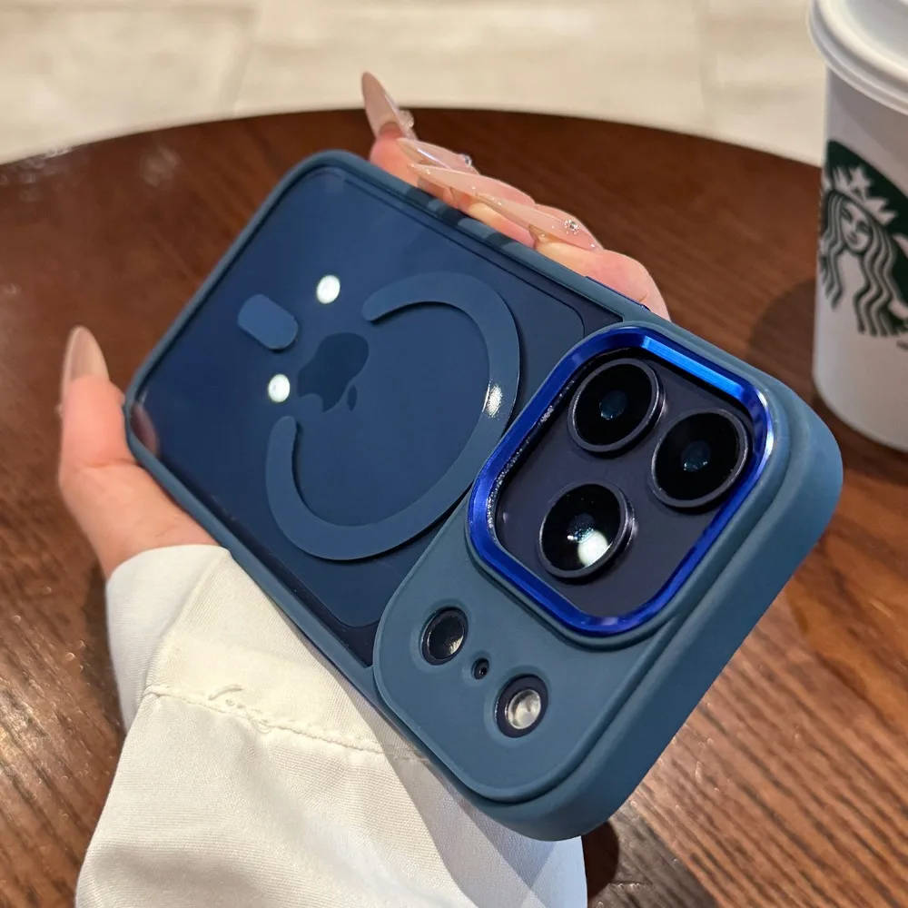Capa Para Iphone (iphone 15 Pro Max, Azul) Com Carregamento Magnético Magsafe E Proteção Contra Impactos.