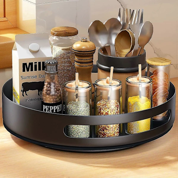 Bandeja Giratória Pp Lazy Susan, Organizador Giratório Sayzh, Porta, Temperos Giratórios Para Cozinha Armário de Despensa, Metal E Aço, 25 Cm
