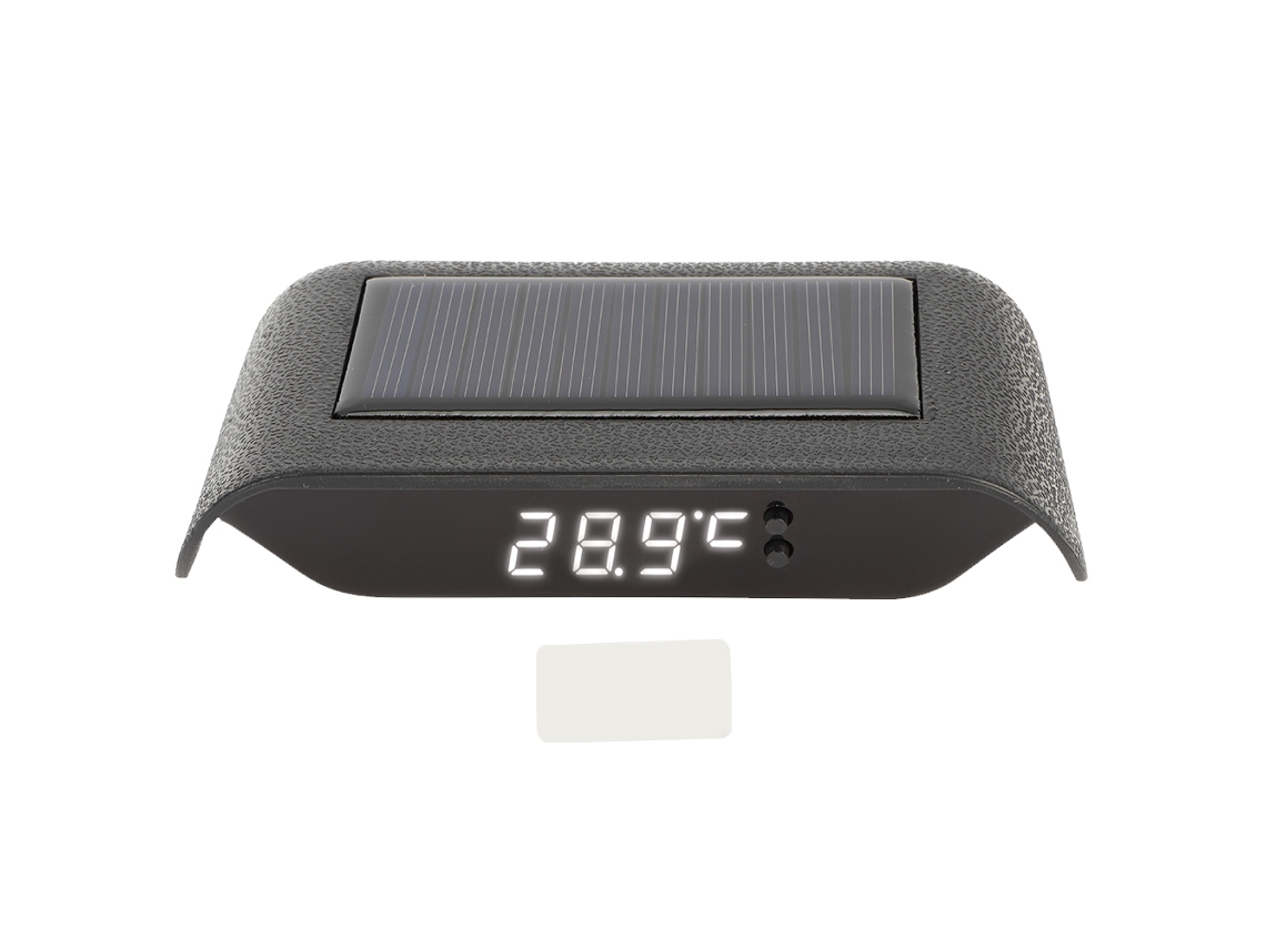 Relógio digital solar LED portátil e luminoso para decoração de carros e caminhões, branco.