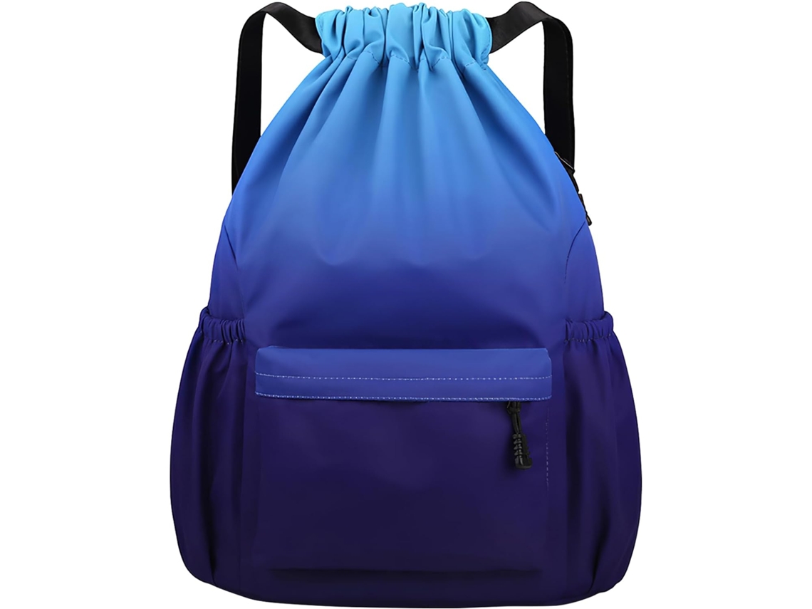 Bolsa de Ginástica com Cordão, Bolsas Grandes com Cordão e Bolsos de Malha, Bolsa de Nylon Impermeável com Cordão, Fy, Ciano BRILVIBERA