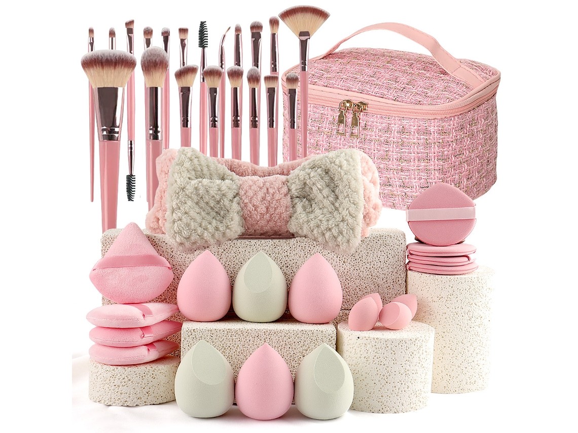 Conjunto De Pincéis De Maquiagem Rosa Estilo Chanel (40 Peças) EIFSON