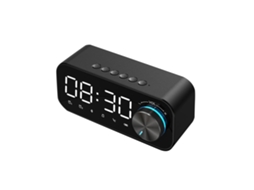 Relógio Despertador Digital Mali com Rádio Bluetooth Display Led e Superfície de Espelho para Mesa
