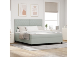 Cama Box Com Colchão Luz Led Cinza Claro 180x200 Cm Veludo