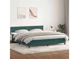 Cama Com Molas/colchão 180x220 Cm Veludo Verde-escuro