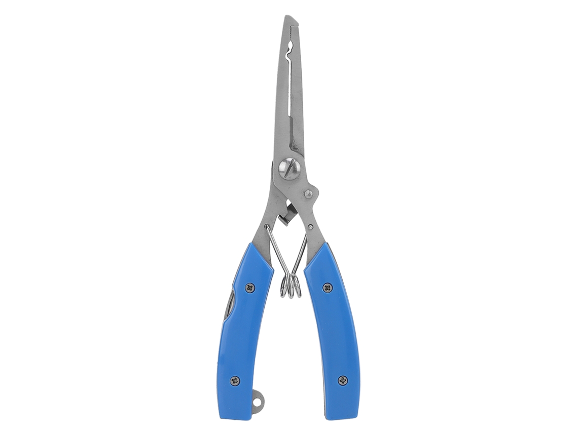 Mali alicate de Pesca Multifuncional Inox com 2 Lâminas Cortador de Linha e Removedor de Anzol Azul