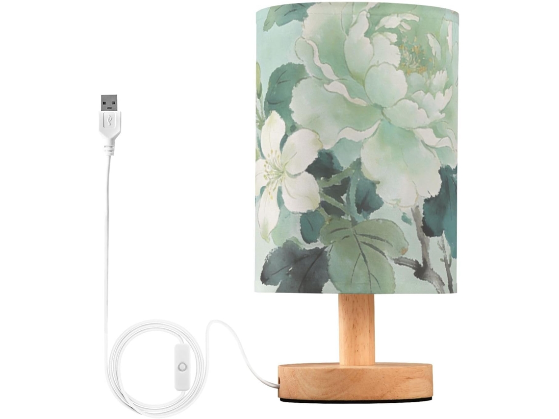 Luminária De Mesa Led Yuiboo Com Porta Usb, Estilo Chinês Com Detalhes Florais Em Tons Frios, Ideal Para Meninas, Em