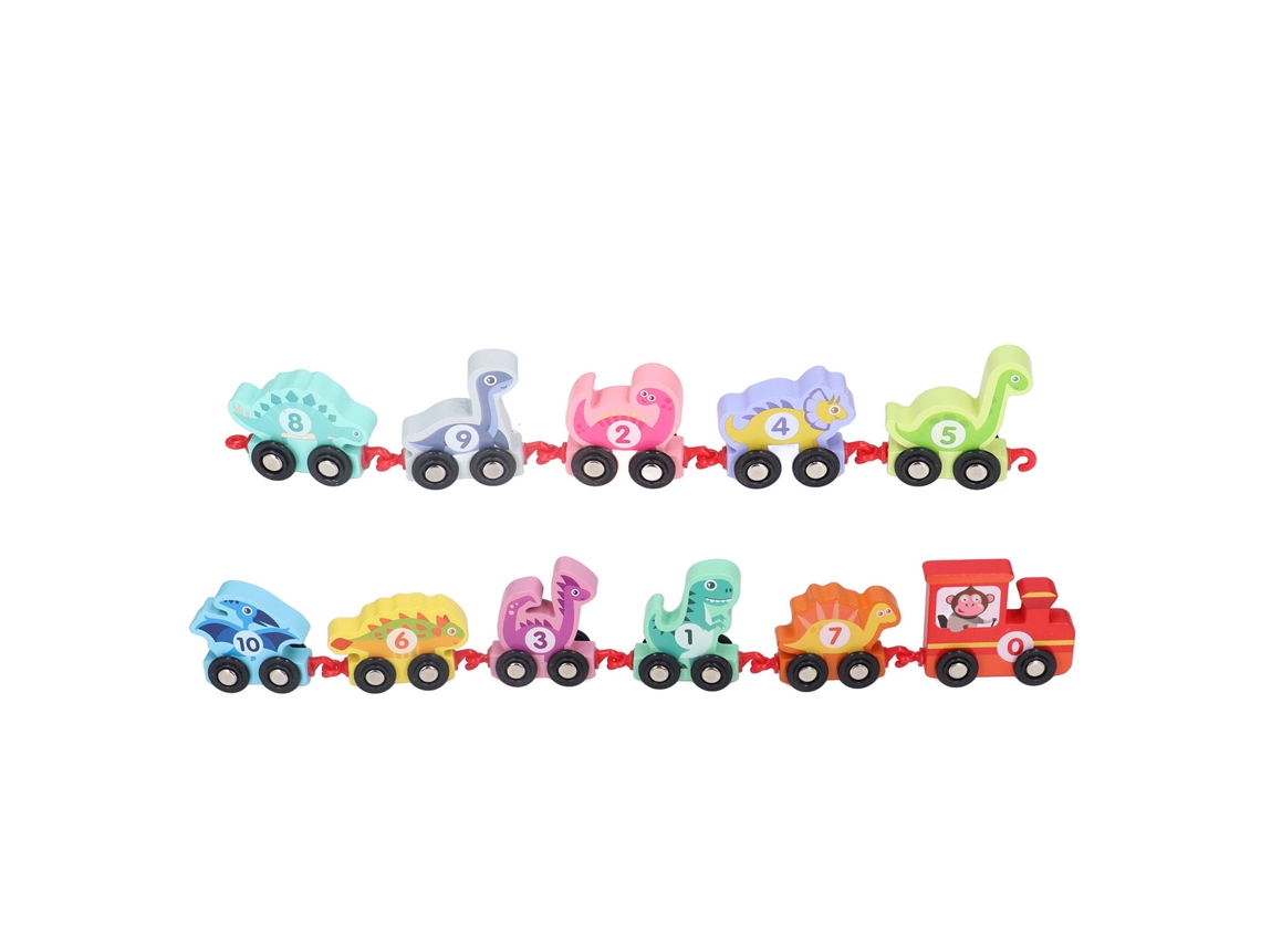 Conjunto De Trem De Madeira Com Blocos Coloridos Dinossauros Brinquedo Educativo Para Crianças 3+