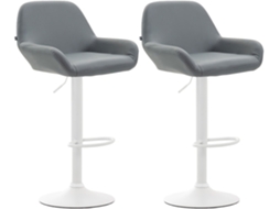 Conjunto de 2 bancos de bar Braga em imitação de pele cinza/branco CLP