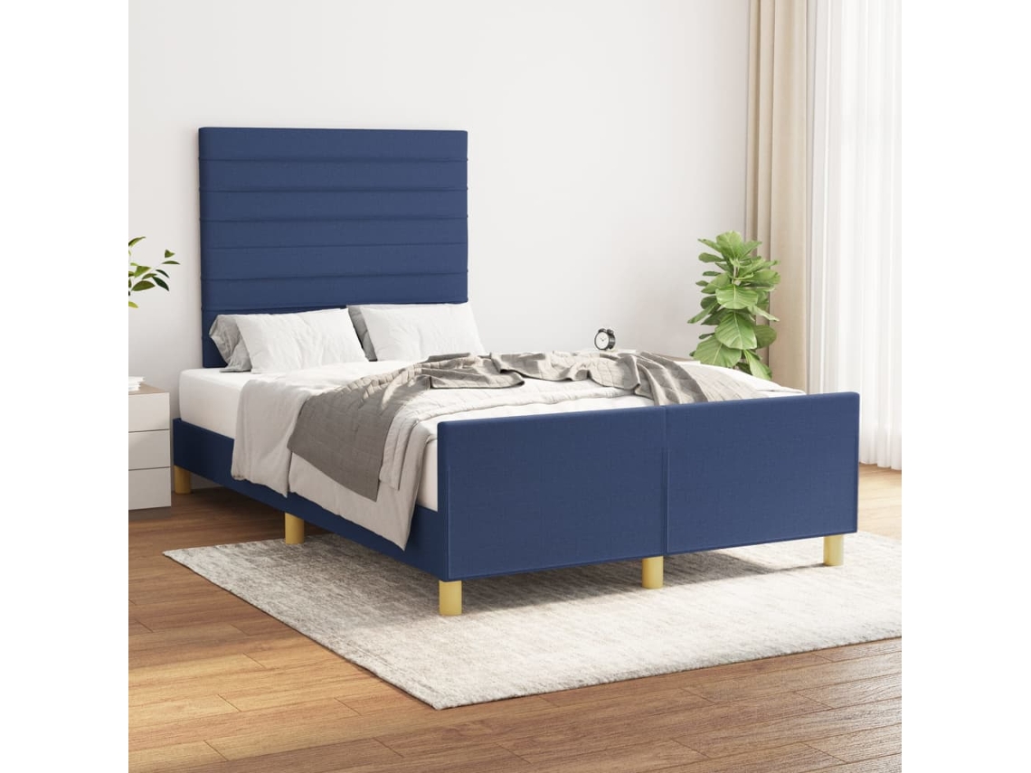 Vidaxl Estrutura De Cama Sem Colchão 120x200 Cm Tecido Azul