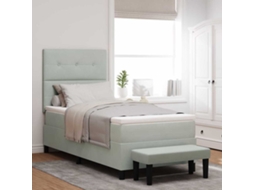 Vidaxl Cama Box Com Cabeceira Cinzento-claro 200 X 100 Cm Veludo