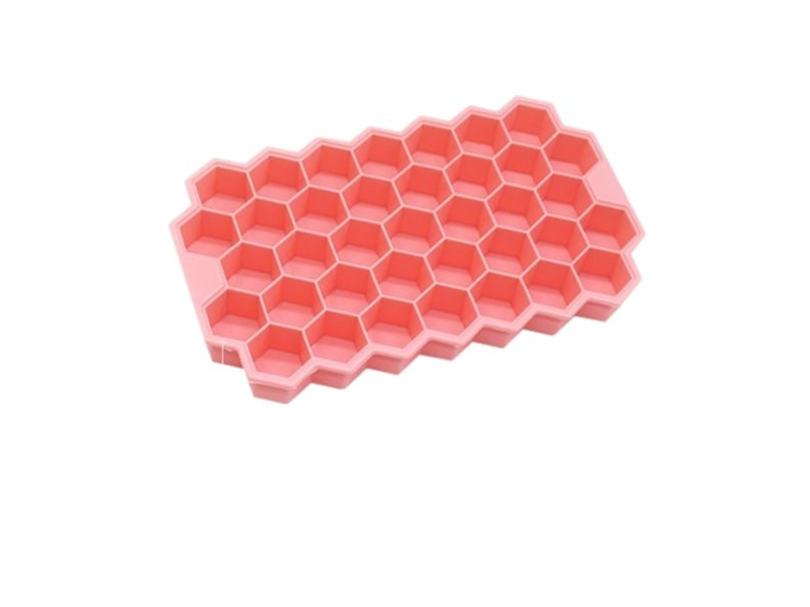 Bandeja de gelo de silicone rosa Slowmoose com tampa, pacote com 2