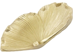 Bandeja Para Guardar Joias Em Tom Dourado, Feita De Resina Natural, Com Um Design Criativo De Folha De Ginkgo.