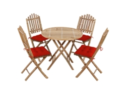 Vidaxl 5 Pcs Conj. De Jantar Dobrável C/ Almofadões P/ Exterior Bambu