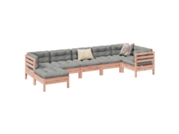 Vidaxl 7 Pcs Conj. Sofás Jardim C/ Almofadões Madeira Abeto-de-douglas
