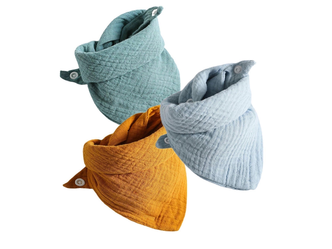 Pacote com 3 bandanas Babadores para bebês, 4 protetores de dentição para bebês, com estampas para os pais.