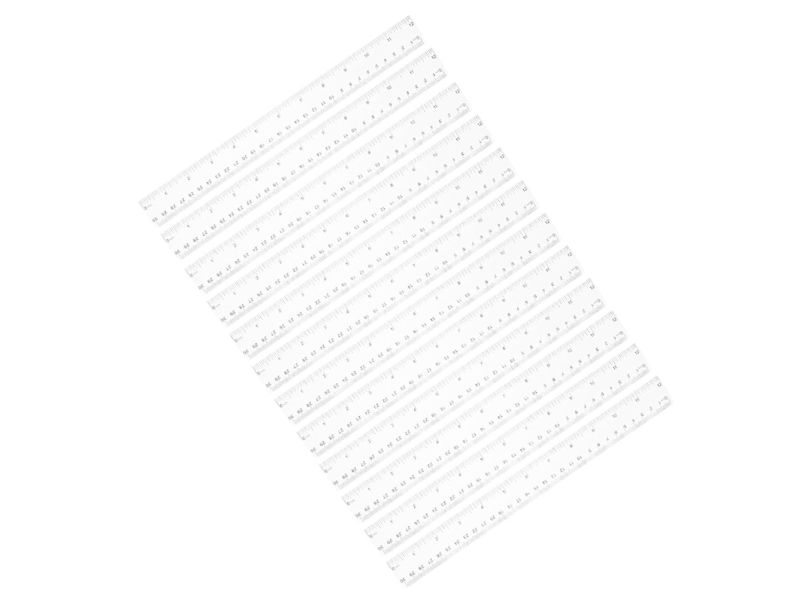 Réguas De Plástico Transparente Luxshiny, Conjunto De 12 Peças, 30cm 12 Polegadas, Com Escala Dupla Em Centímetros E