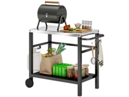 Carrinho para Churrasqueira com Prateleiras e Ganchos 102x50x81 cm SINI TECH STORE