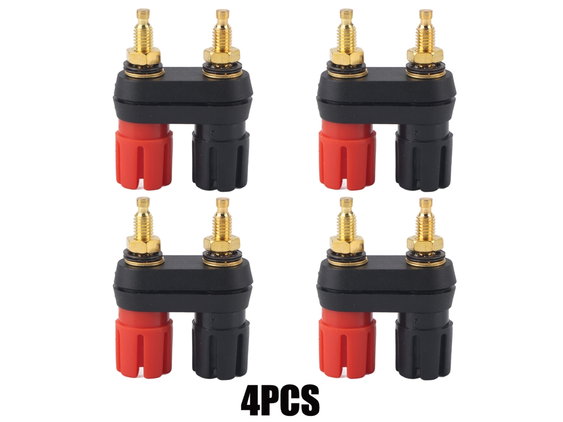 Terminales de conexión para amplificador de 2 vías, conector banana, negro/rojo, 4 unidades | S/MARCA
