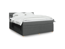 Vidaxl Cama Com Molas/colchão 180x200 Cm Tecido Cinzento-escuro