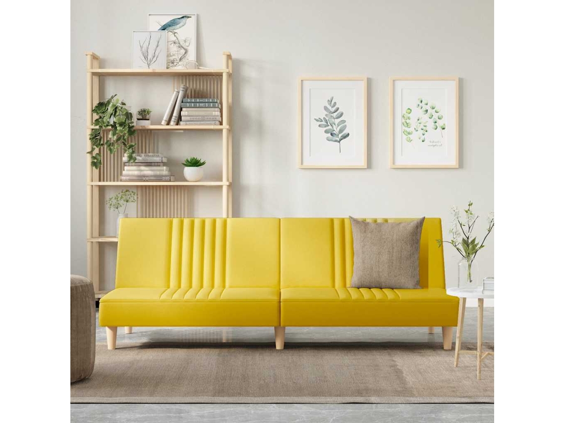 Sofá Cama Sofá Convertível Lovely Home Tecido Amarelo (200x89x70cm)