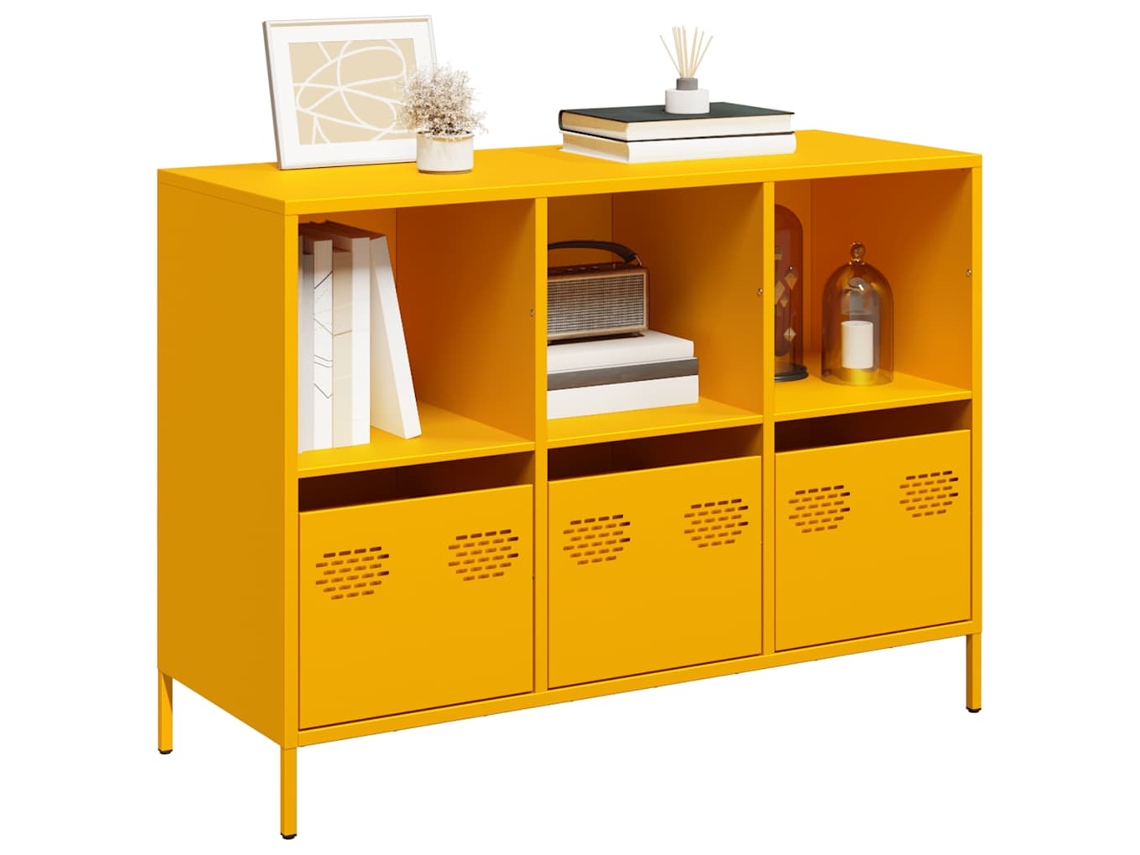 Vidaxl Aparador 101,5x39x73,5 Cm Aço Laminado A Frio Amarelo Mostarda