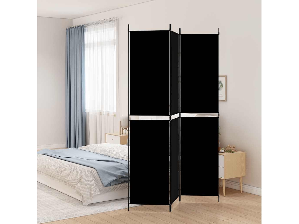 Vidaxl Biombo/divisória Com 3 Painéis 150x220 Cm Tecido Preto