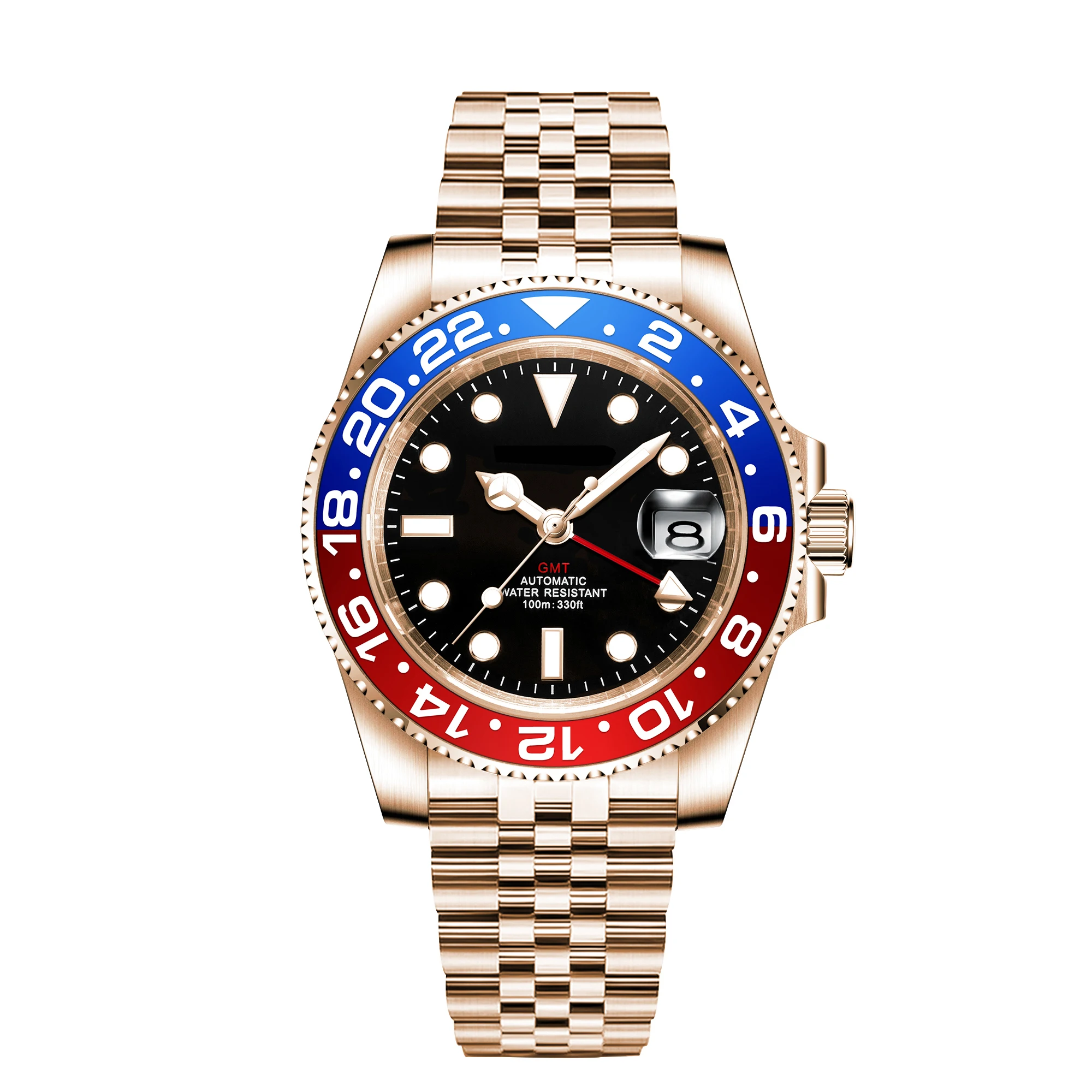Relógio Masculino Automático Mecânico De 40 Mm (azul E Vermelho), Cristal De Safira.