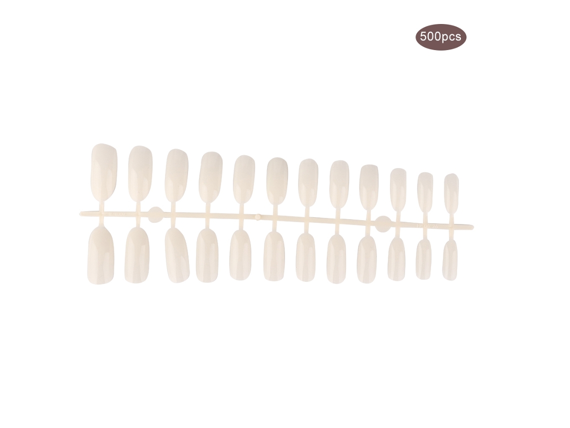 500pcs Pontas De Unhas Falsas De Cobertura Total Em Abs Cor Natural Para Artesanato De Unhas