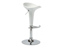Banco De Bar Clp Saddle Design Com Assento De Plástico E Base De Apoio Para Os Pés De Metal, Branco